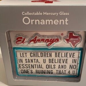 Collectable El Arroyo Mercury Glass Ornament - Silver Red and Blue New in box
